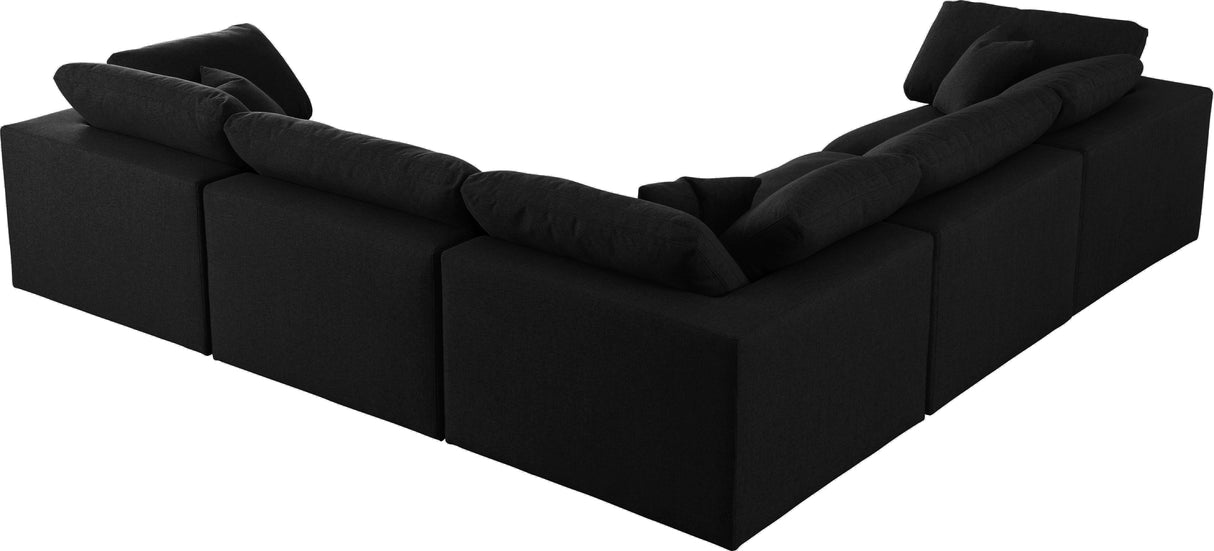 Serene Black Linen Fabric Deluxe Cloud Modular Sectional - galleria furniture outlet