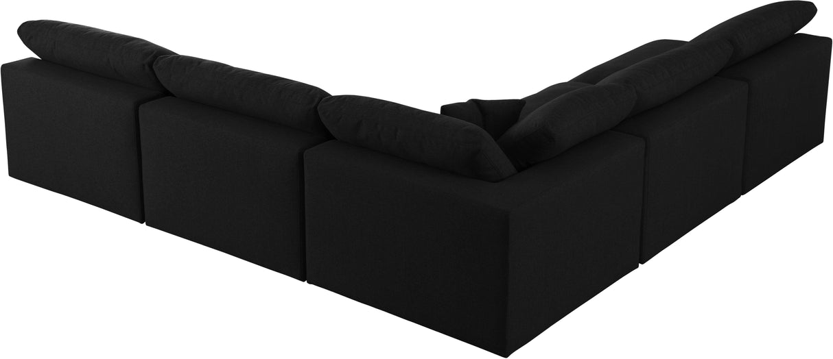 Serene Black Linen Fabric Deluxe Cloud Modular Sectional - galleria furniture outlet