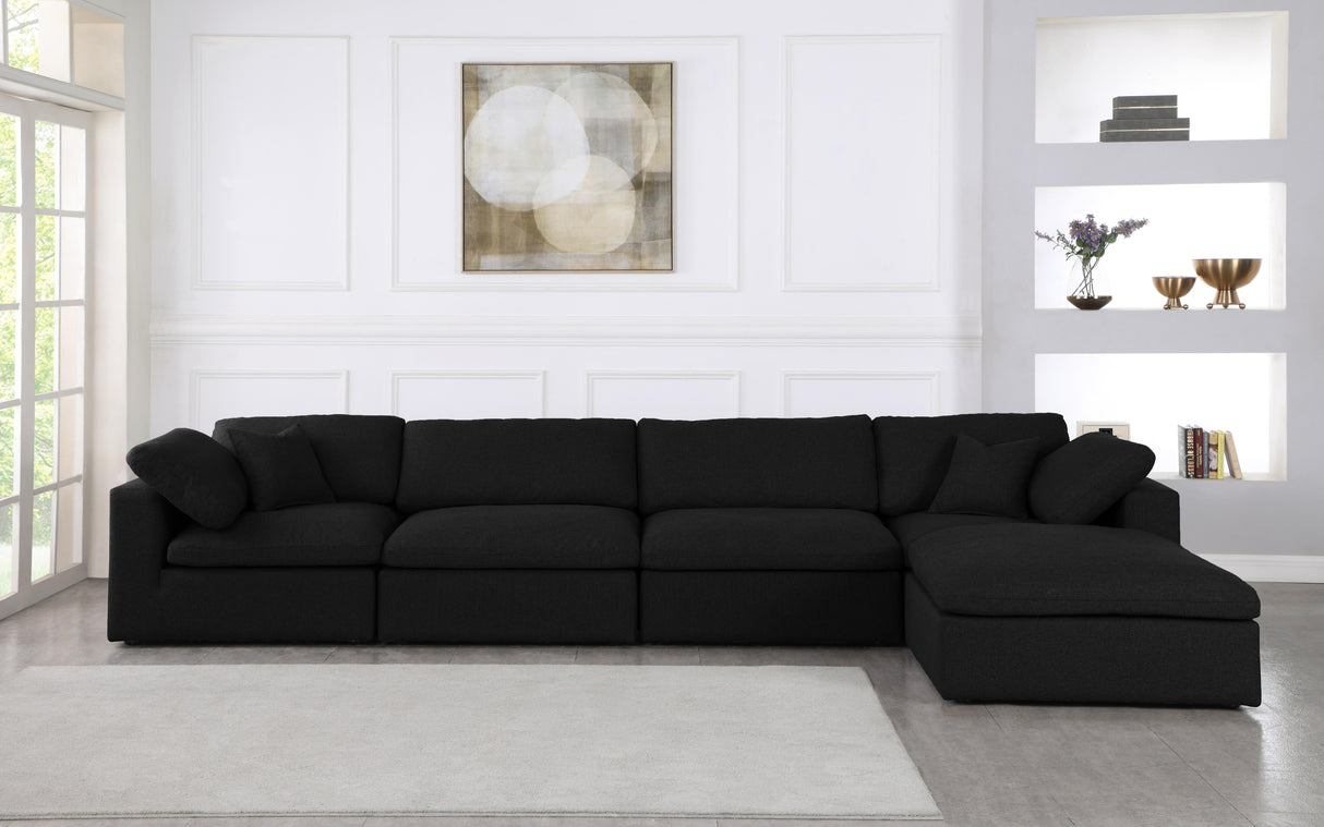 Serene Black Linen Fabric Deluxe Cloud Modular Sectional - galleria furniture outlet