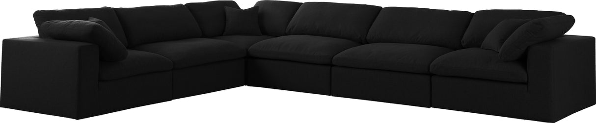 Serene Black Linen Fabric Deluxe Cloud Modular Sectional - galleria furniture outlet