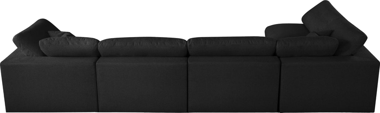 Serene Black Linen Fabric Deluxe Cloud Modular Sectional - galleria furniture outlet