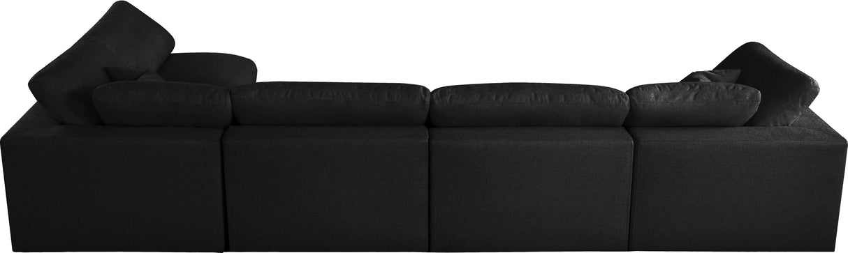 Serene Black Linen Fabric Deluxe Cloud Modular Sectional - galleria furniture outlet