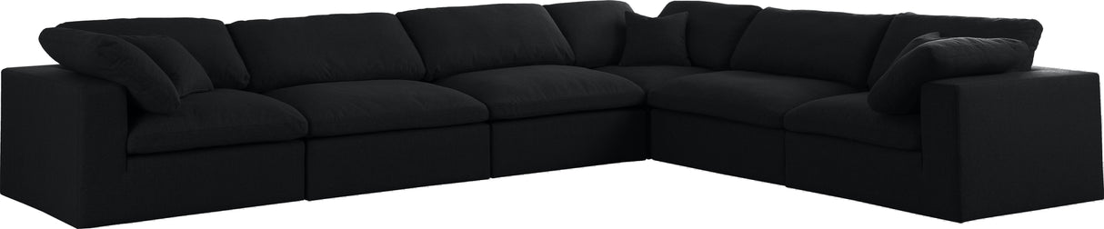 Serene Black Linen Fabric Deluxe Cloud Modular Sectional - galleria furniture outlet