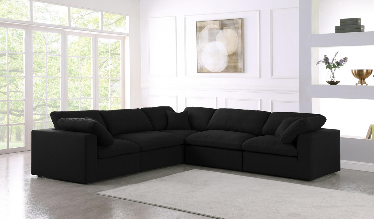 Serene Black Linen Fabric Deluxe Cloud Modular Sectional - galleria furniture outlet