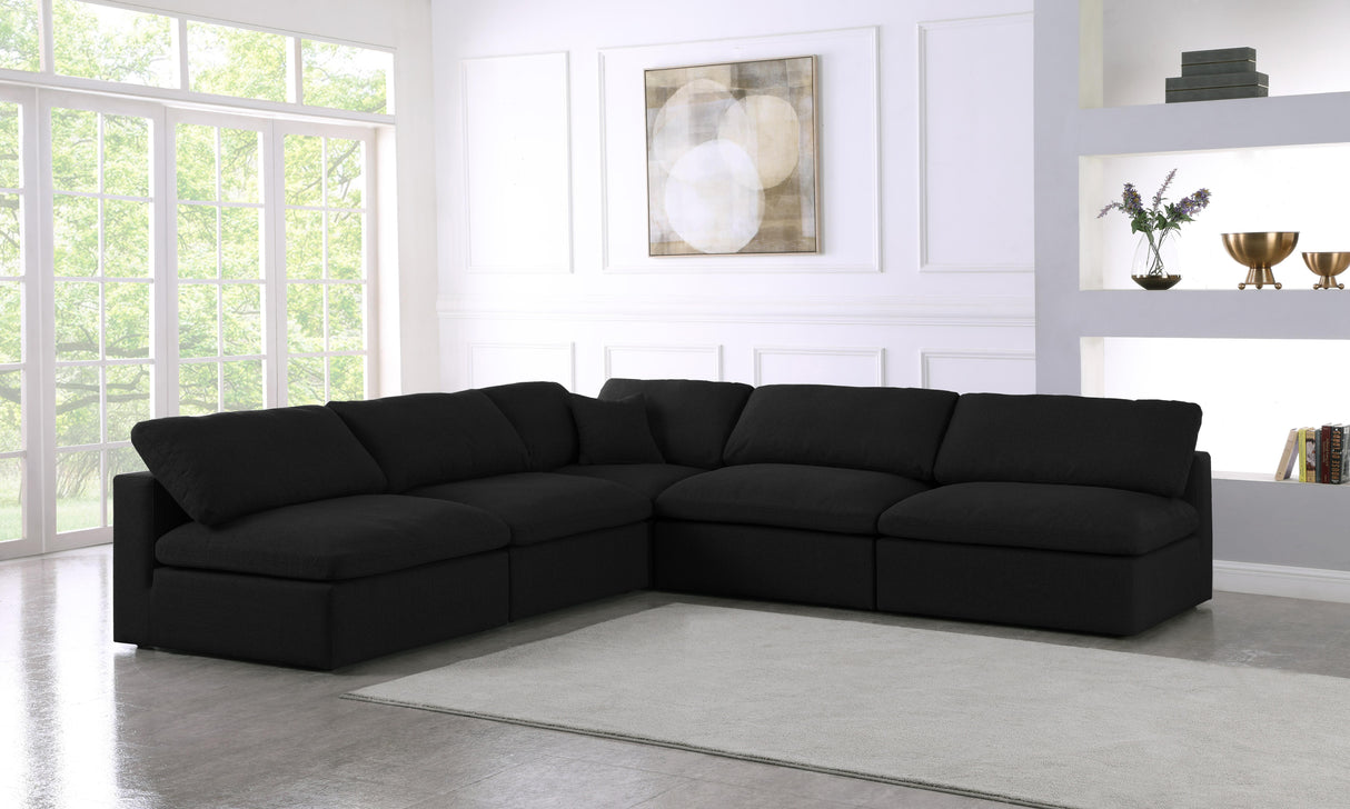 Serene Black Linen Fabric Deluxe Cloud Modular Sectional - galleria furniture outlet
