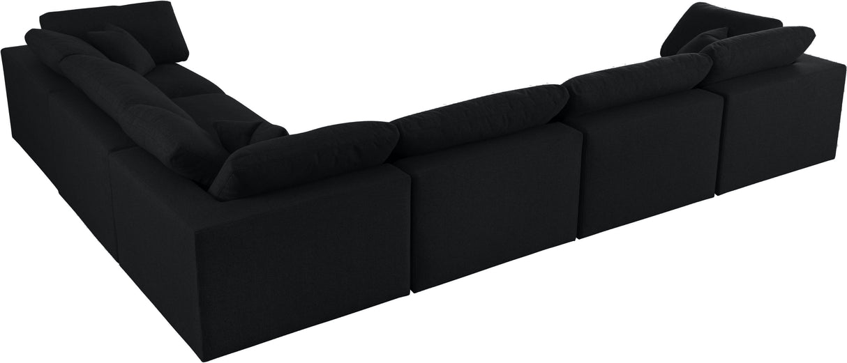 Serene Black Linen Fabric Deluxe Cloud Modular Sectional - galleria furniture outlet