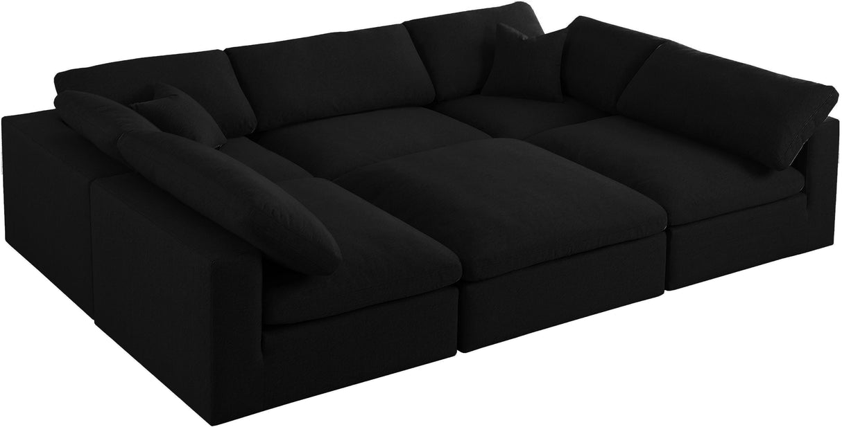Serene Black Linen Fabric Deluxe Cloud Modular Sectional - galleria furniture outlet