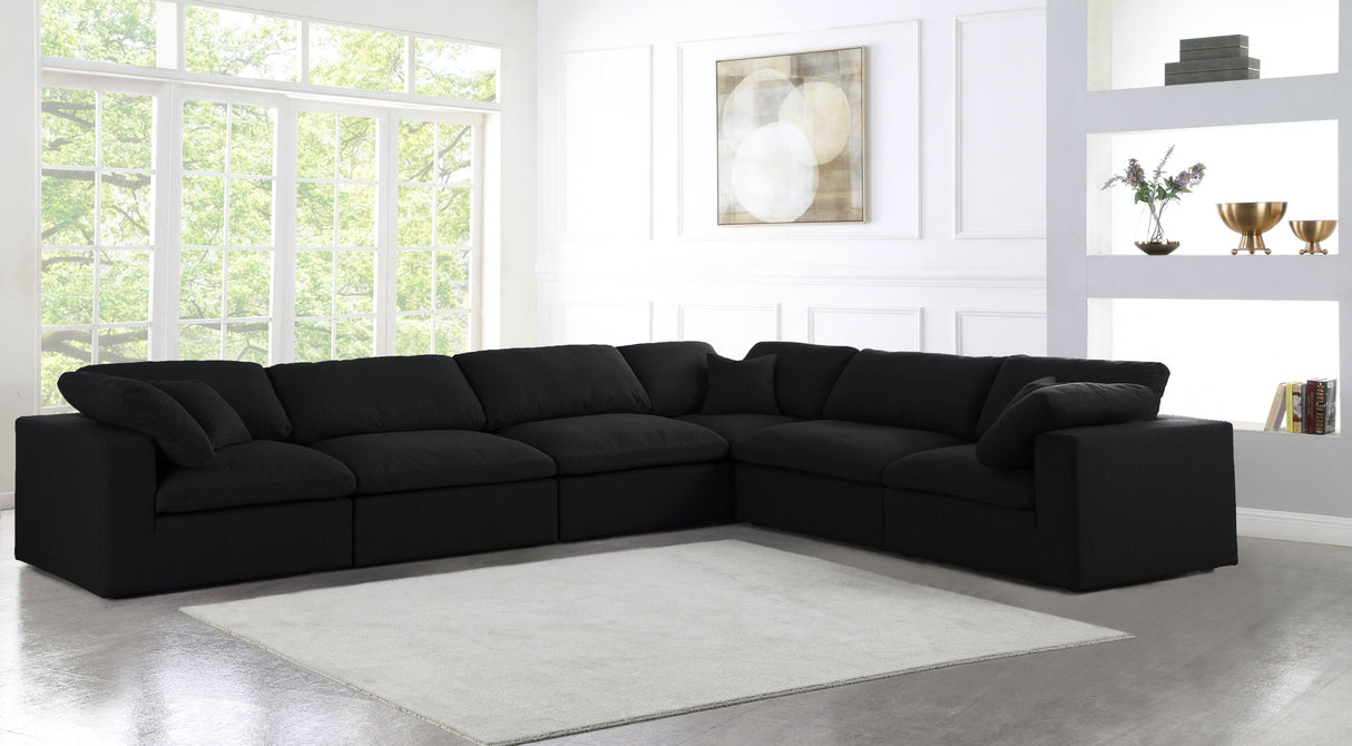 Serene Black Linen Fabric Deluxe Cloud Modular Sectional - galleria furniture outlet