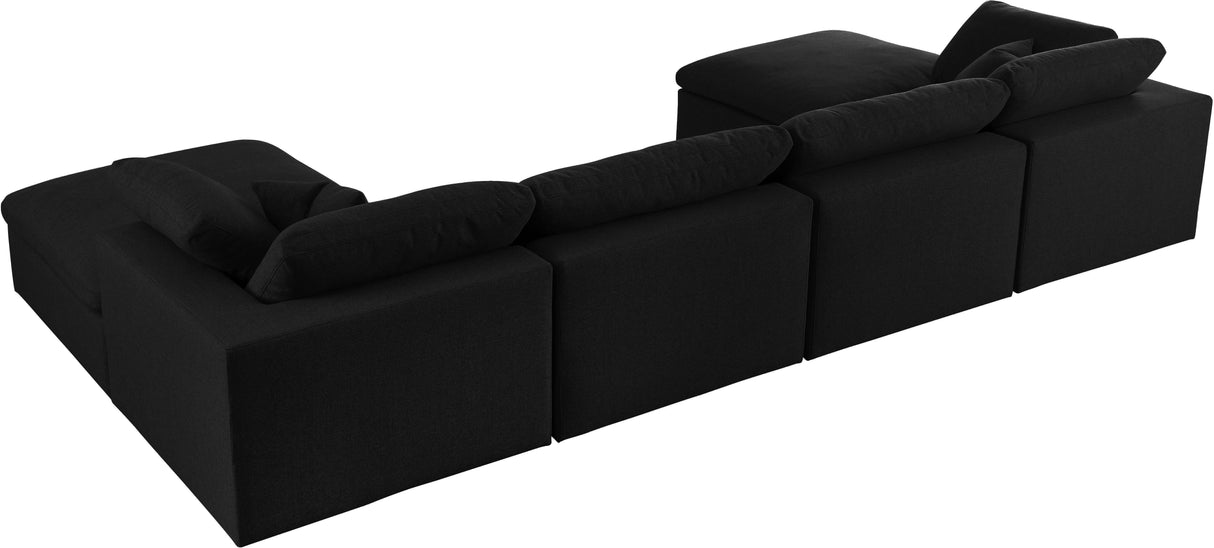 Serene Black Linen Fabric Deluxe Cloud Modular Sectional - galleria furniture outlet