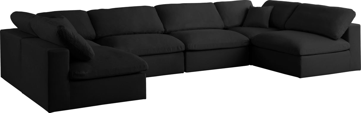 Serene Black Linen Fabric Deluxe Cloud Modular Sectional - galleria furniture outlet