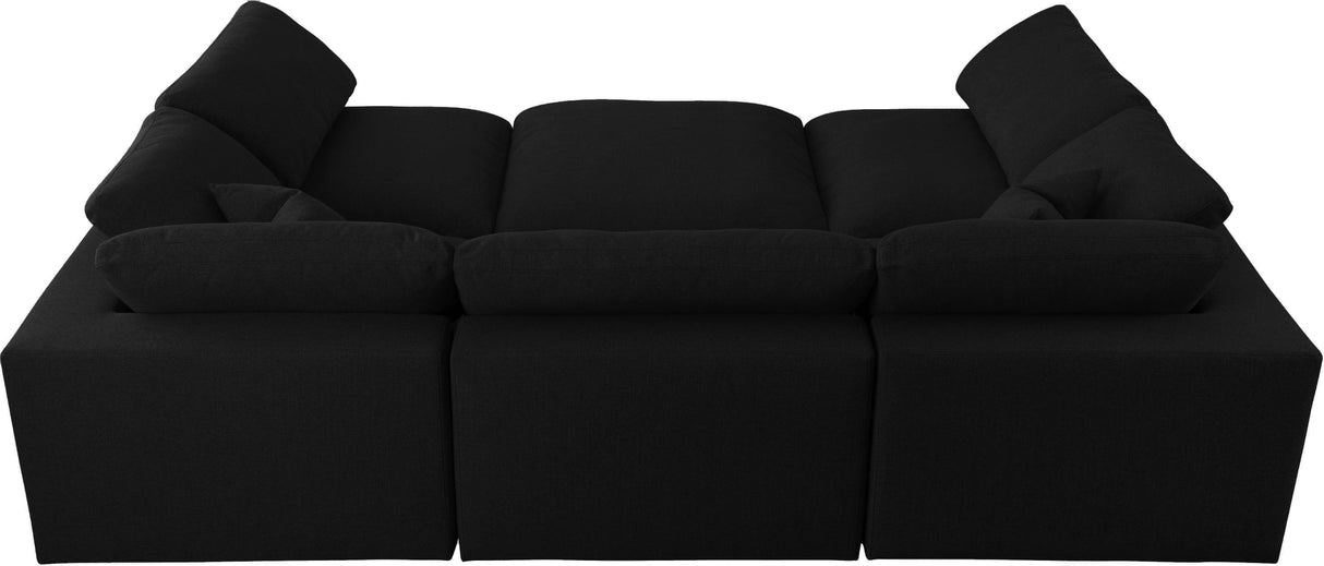 Serene Black Linen Fabric Deluxe Cloud Modular Sectional - galleria furniture outlet