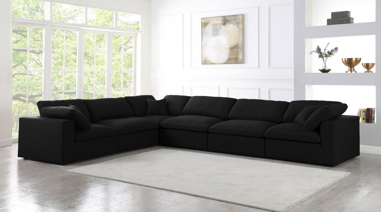 Serene Black Linen Fabric Deluxe Cloud Modular Sectional - galleria furniture outlet