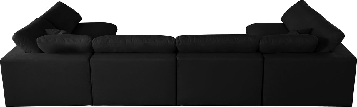Serene Black Linen Fabric Deluxe Cloud Modular Sectional - galleria furniture outlet