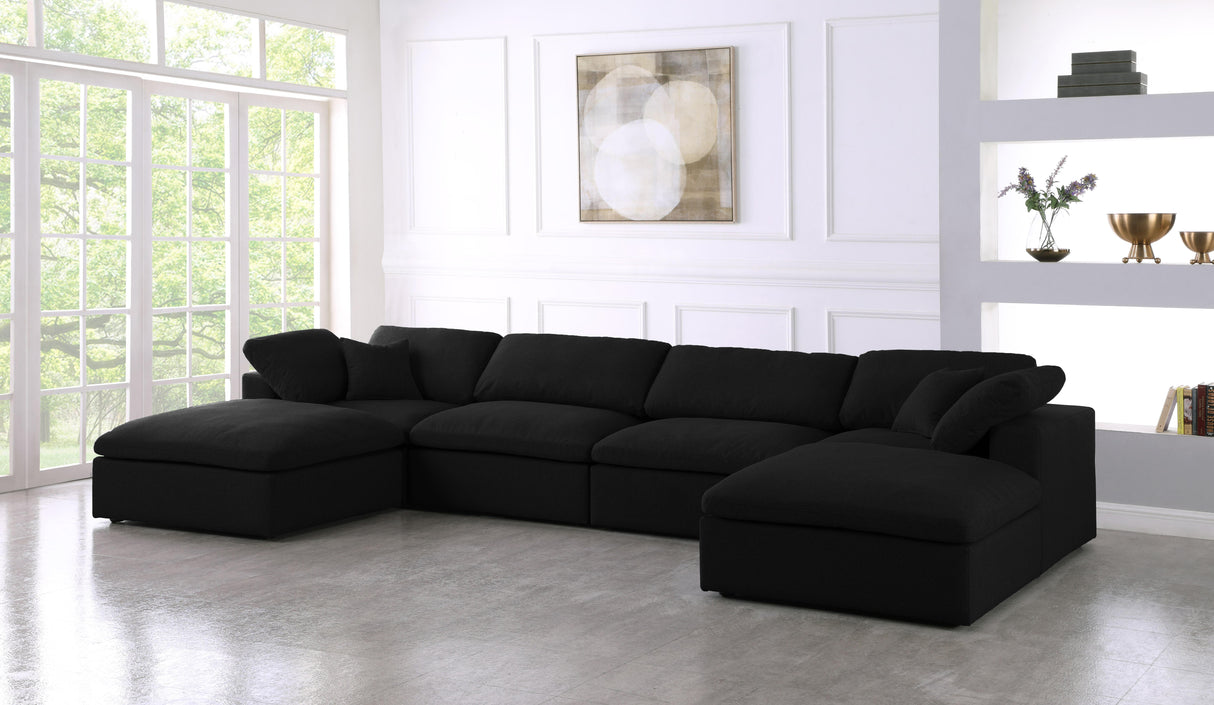 Serene Black Linen Fabric Deluxe Cloud Modular Sectional - galleria furniture outlet