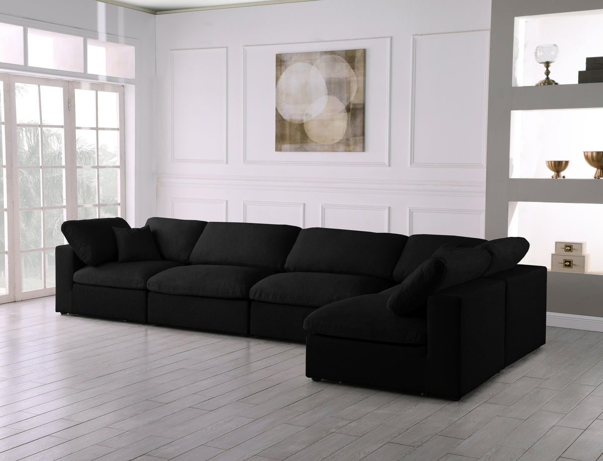 Serene Black Linen Fabric Deluxe Cloud Modular Sectional - galleria furniture outlet