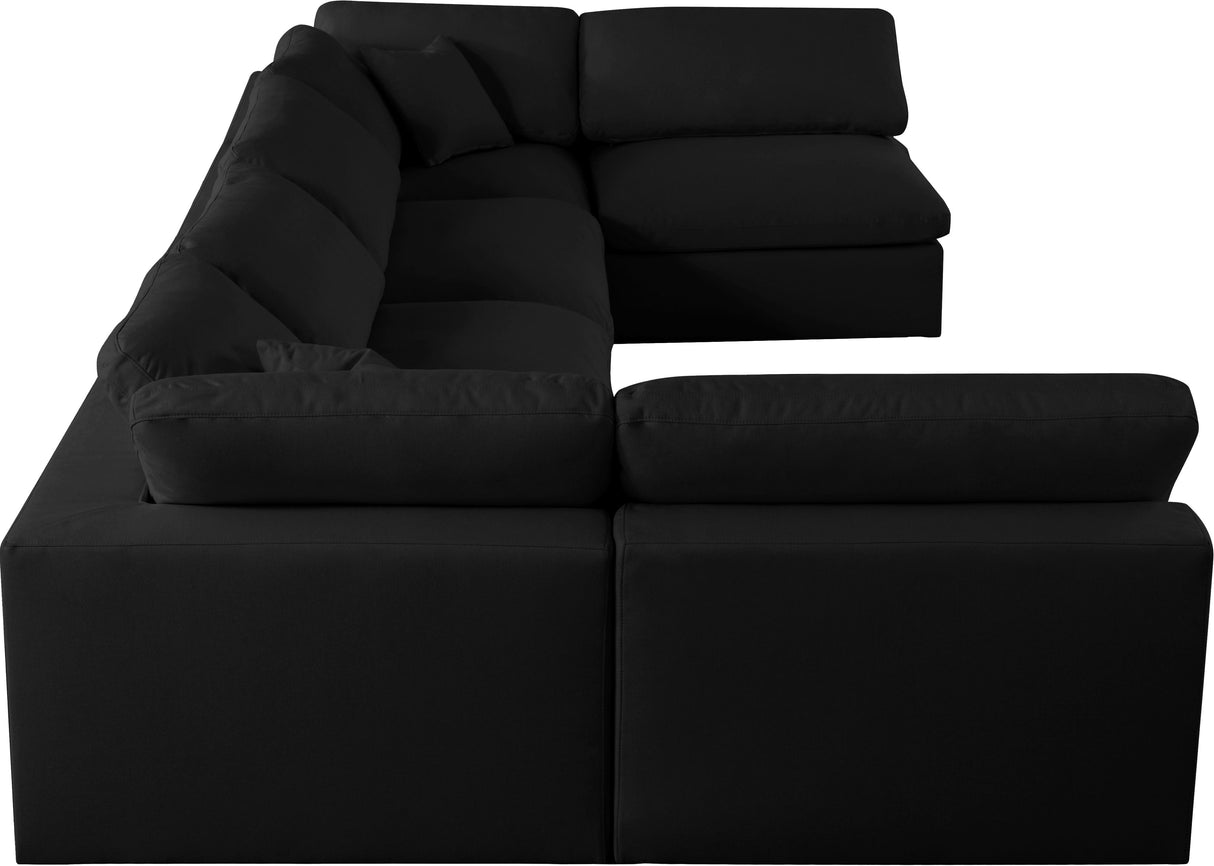 Serene Black Linen Fabric Deluxe Cloud Modular Sectional - galleria furniture outlet