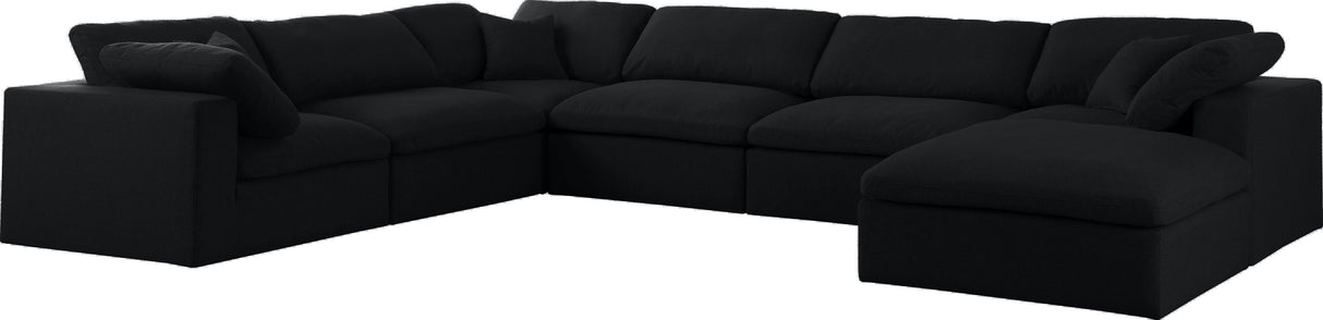 Serene Black Linen Fabric Deluxe Cloud Modular Sectional - galleria furniture outlet