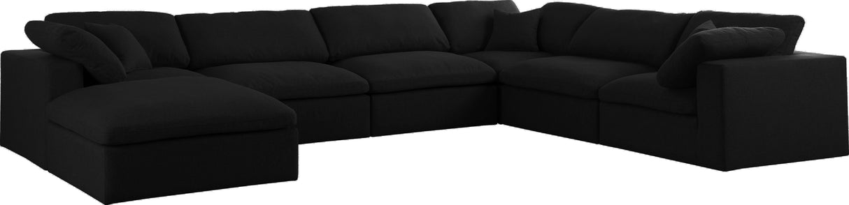 Serene Black Linen Fabric Deluxe Cloud Modular Sectional - galleria furniture outlet