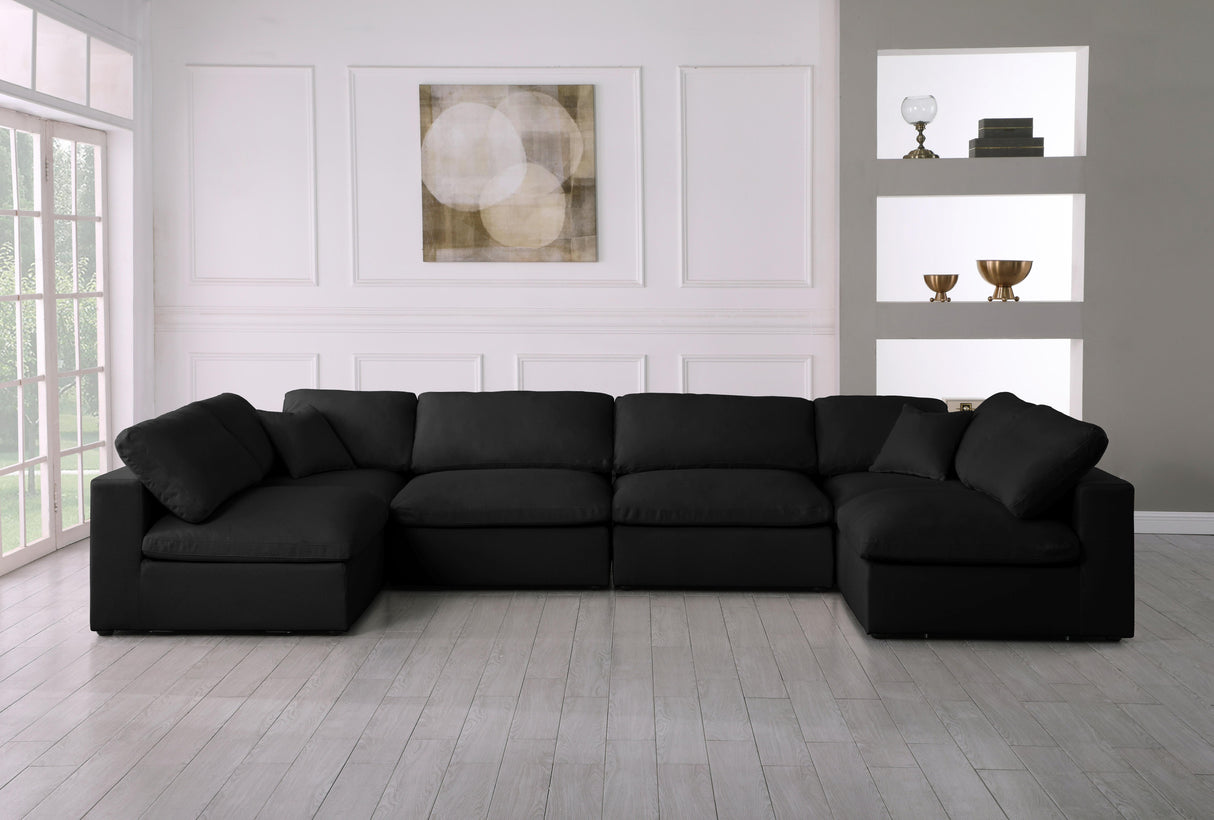 Serene Black Linen Fabric Deluxe Cloud Modular Sectional - galleria furniture outlet
