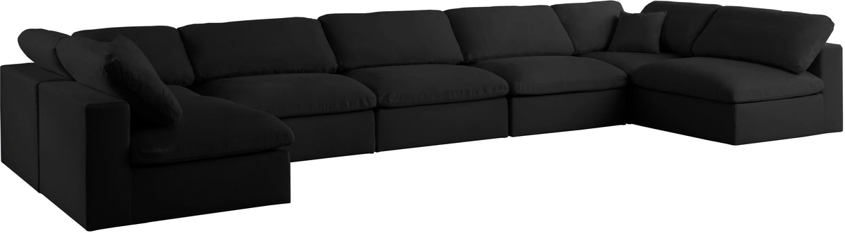 Serene Black Linen Fabric Deluxe Cloud Modular Sectional - galleria furniture outlet