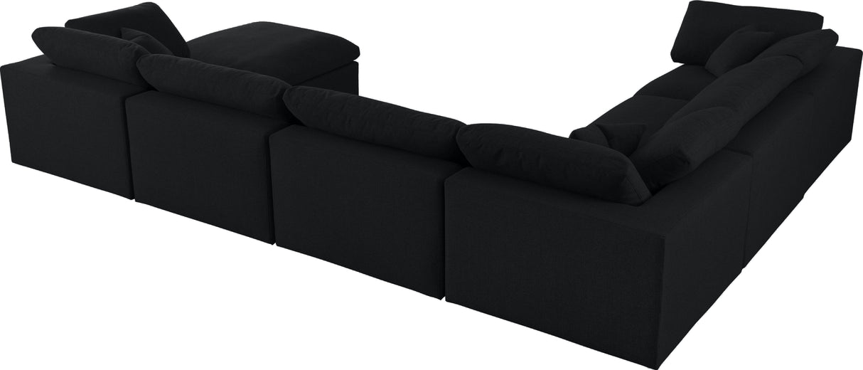 Serene Black Linen Fabric Deluxe Cloud Modular Sectional - galleria furniture outlet