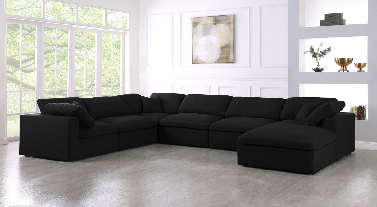 Serene Black Linen Fabric Deluxe Cloud Modular Sectional - galleria furniture outlet