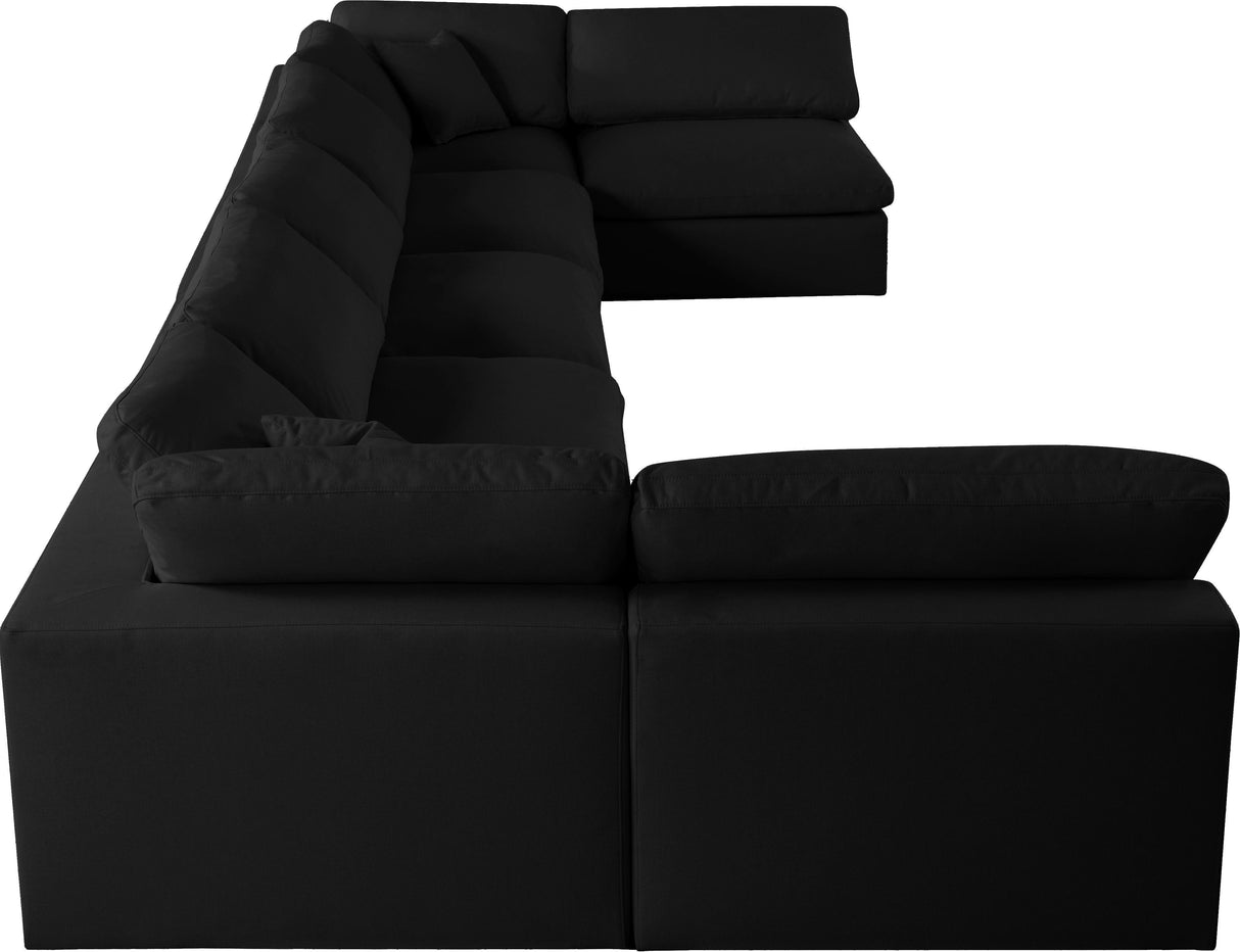 Serene Black Linen Fabric Deluxe Cloud Modular Sectional - galleria furniture outlet