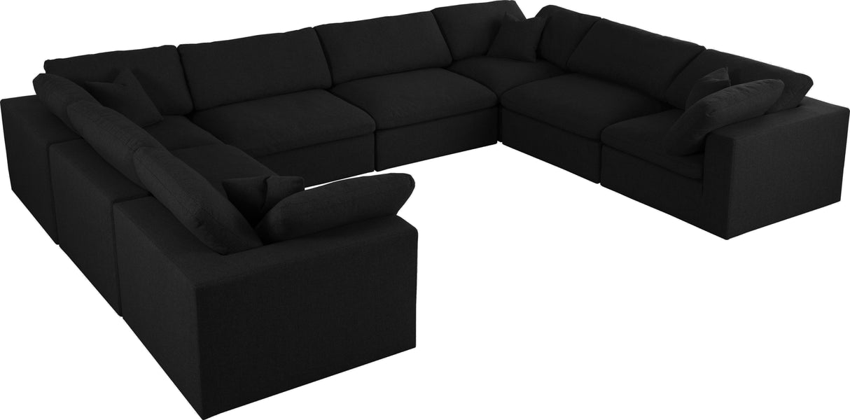 Serene Black Linen Fabric Deluxe Cloud Modular Sectional - galleria furniture outlet