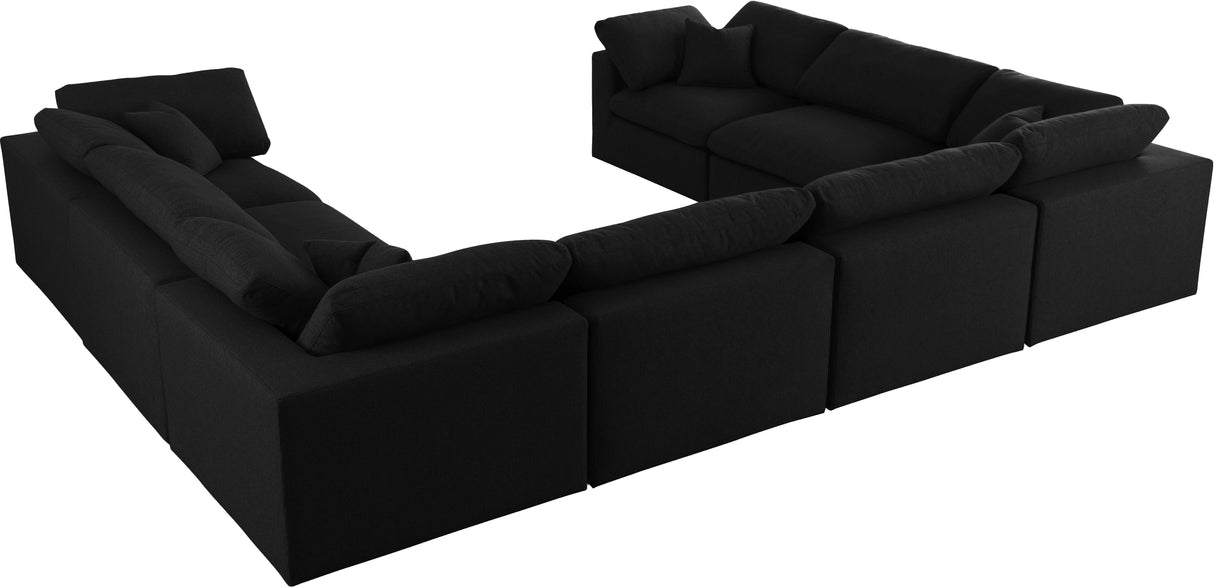 Serene Black Linen Fabric Deluxe Cloud Modular Sectional - galleria furniture outlet