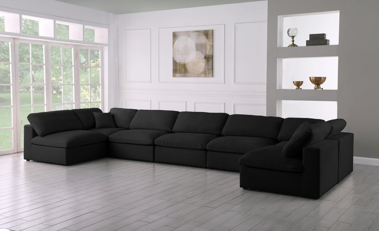 Serene Black Linen Fabric Deluxe Cloud Modular Sectional - galleria furniture outlet