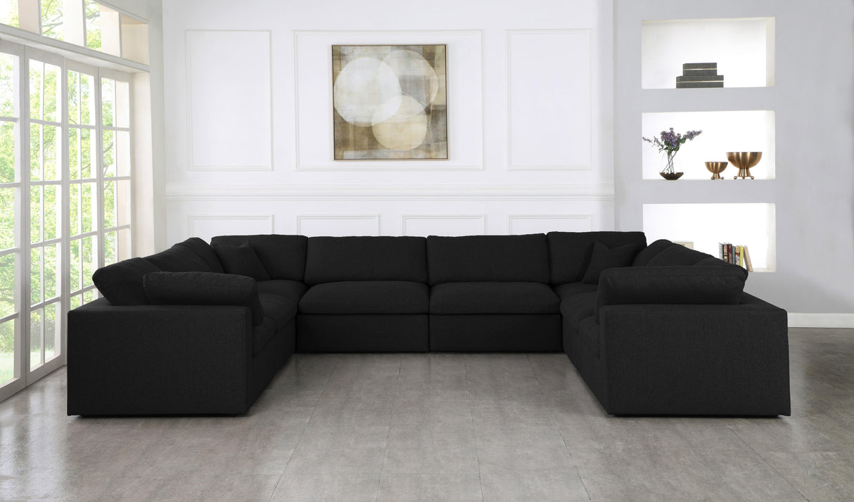 Serene Black Linen Fabric Deluxe Cloud Modular Sectional - galleria furniture outlet