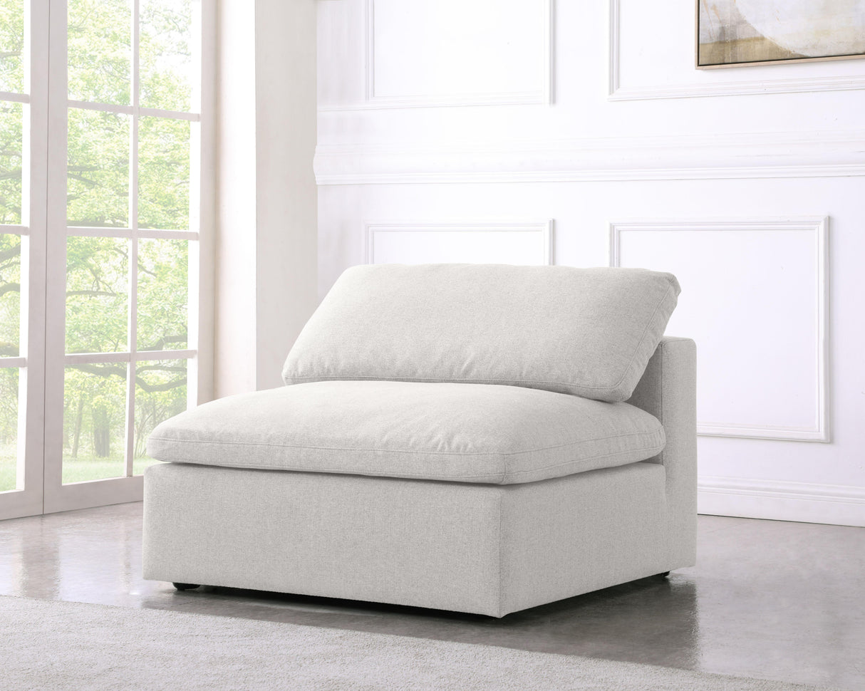 Serene Cream Linen Fabric Deluxe Cloud Armless Chair - galleria furniture outlet