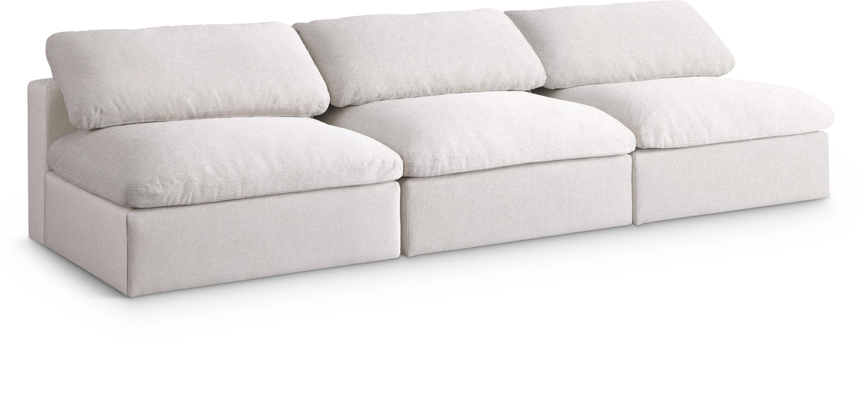 Serene Cream Linen Fabric Deluxe Cloud Modular Armless Sofa