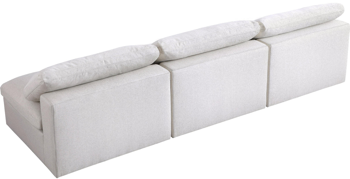 Serene Cream Linen Fabric Deluxe Cloud Modular Armless Sofa - galleria furniture outlet