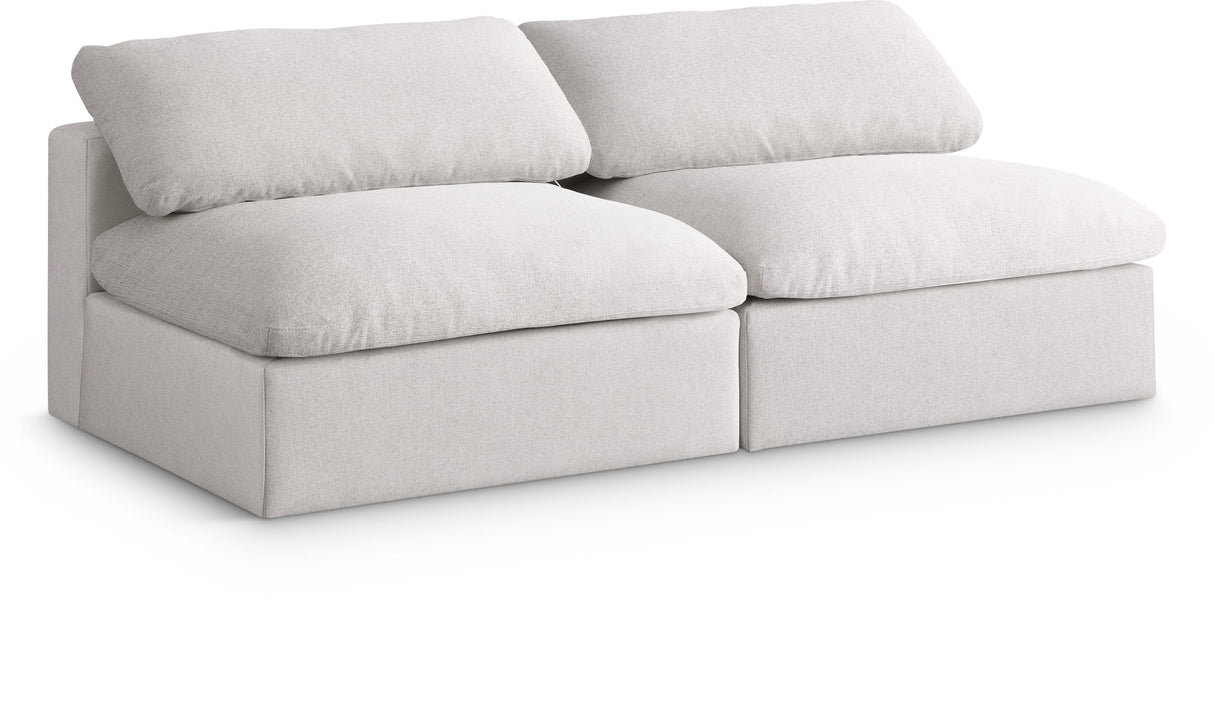 Serene Cream Linen Fabric Deluxe Cloud Modular Armless Sofa - galleria furniture outlet