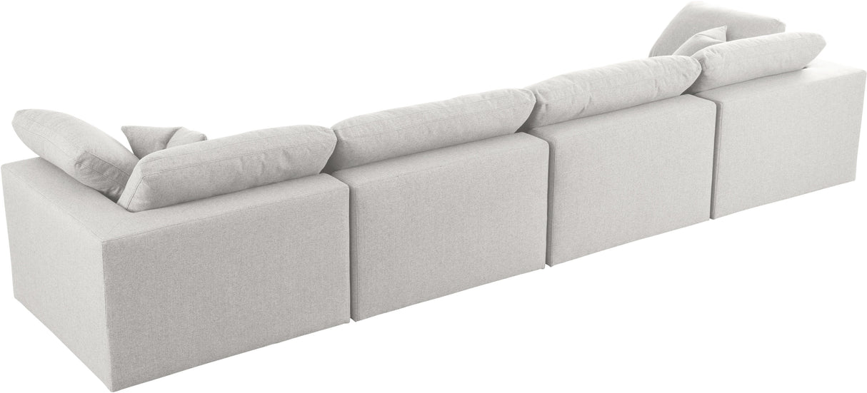 Serene Cream Linen Fabric Deluxe Cloud Modular Sofa - galleria furniture outlet