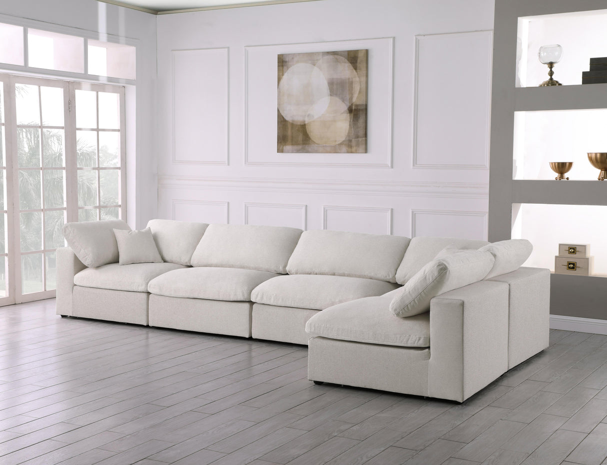 Serene Cream Linen Fabric Deluxe Cloud Modular Sectional - galleria furniture outlet