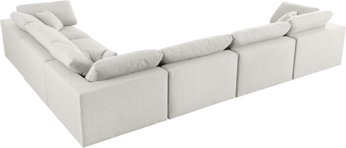 Serene Cream Linen Fabric Deluxe Cloud Modular Sectional - galleria furniture outlet