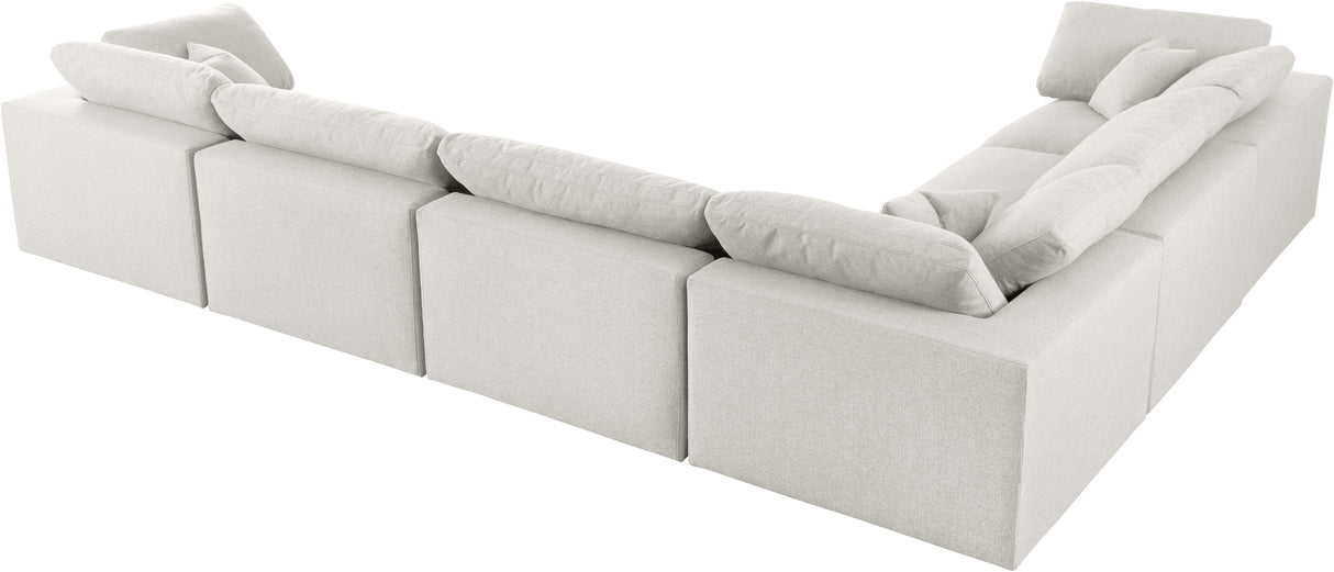 Serene Cream Linen Fabric Deluxe Cloud Modular Sectional - galleria furniture outlet