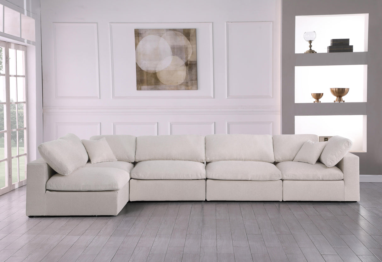 Serene Cream Linen Fabric Deluxe Cloud Modular Sectional - galleria furniture outlet