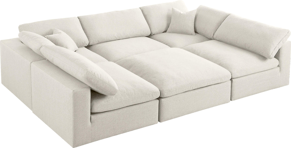 Serene Cream Linen Fabric Deluxe Cloud Modular Sectional - galleria furniture outlet