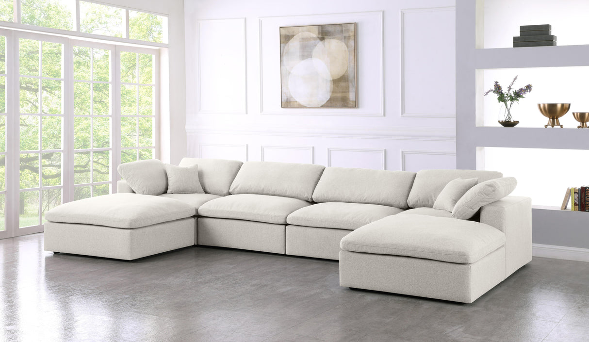 Serene Cream Linen Fabric Deluxe Cloud Modular Sectional - galleria furniture outlet