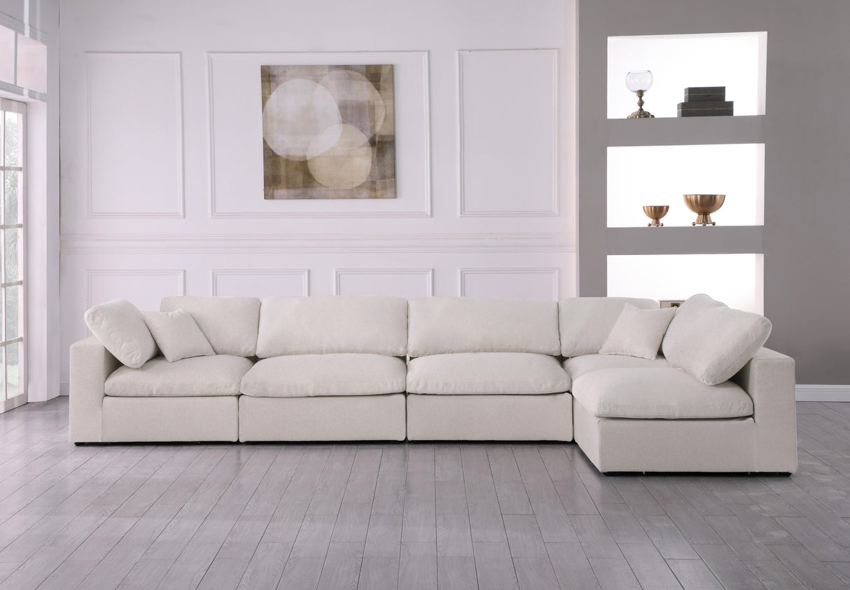 Serene Cream Linen Fabric Deluxe Cloud Modular Sectional - galleria furniture outlet