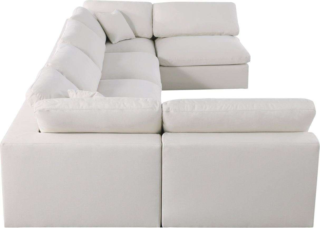 Serene Cream Linen Fabric Deluxe Cloud Modular Sectional - galleria furniture outlet