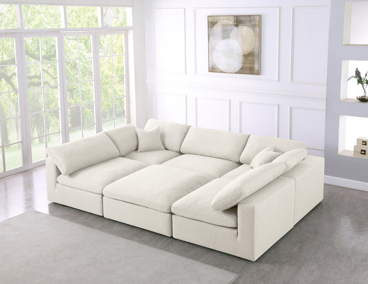 Serene Cream Linen Fabric Deluxe Cloud Modular Sectional - galleria furniture outlet