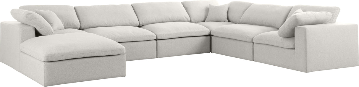 Serene Cream Linen Fabric Deluxe Cloud Modular Sectional - galleria furniture outlet