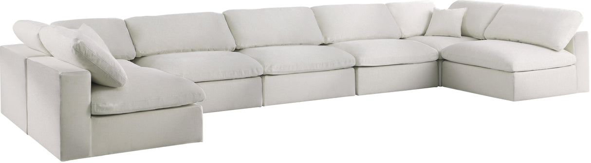 Serene Cream Linen Fabric Deluxe Cloud Modular Sectional - galleria furniture outlet