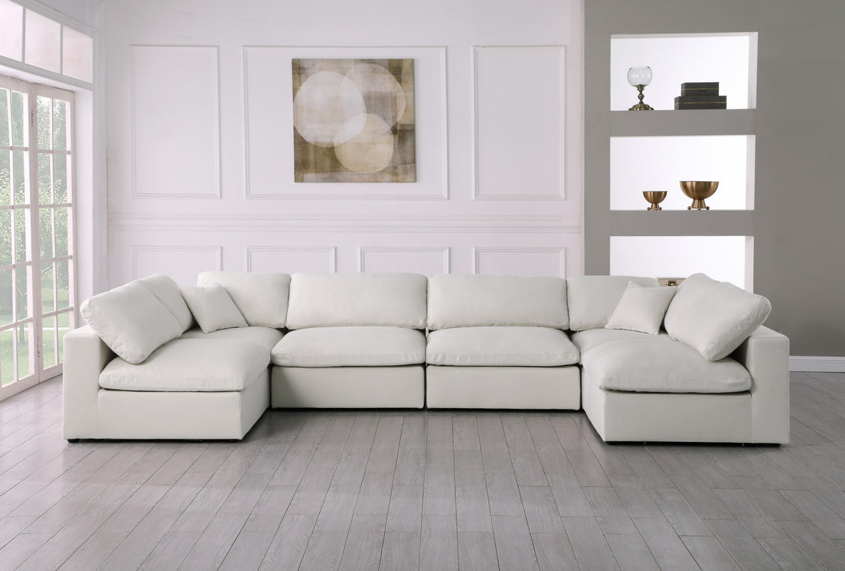 Serene Cream Linen Fabric Deluxe Cloud Modular Sectional - galleria furniture outlet
