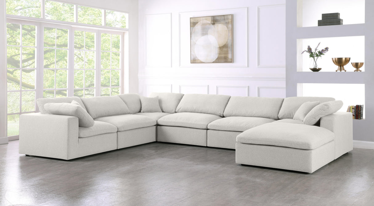Serene Cream Linen Fabric Deluxe Cloud Modular Sectional - galleria furniture outlet