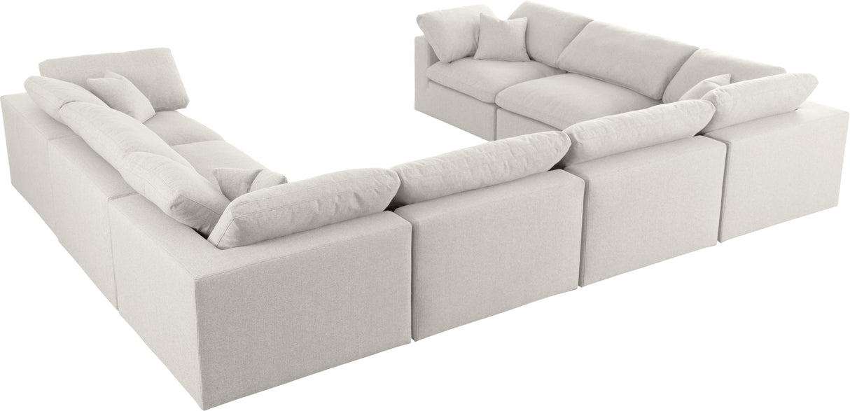 Serene Cream Linen Fabric Deluxe Cloud Modular Sectional - galleria furniture outlet